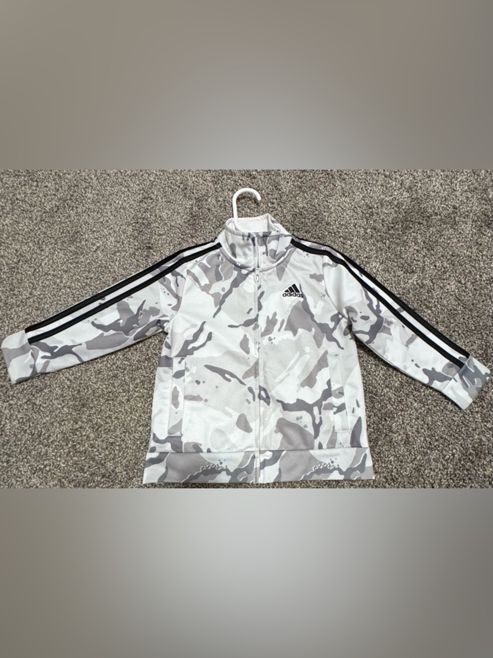 adidas White Toddler Jacket with Black Accent